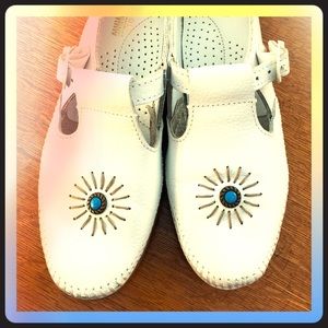 Minnetonka T Strap Leather Shoes